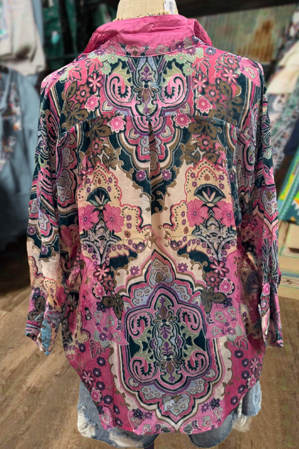 Paisley Print Collared Top