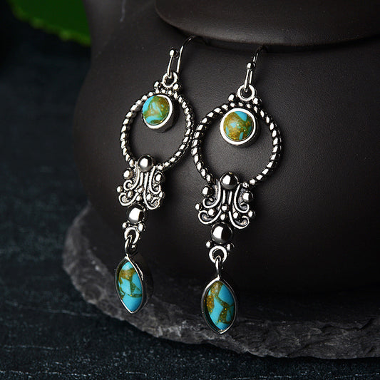 Inlaid Turquoise Drop Earrings