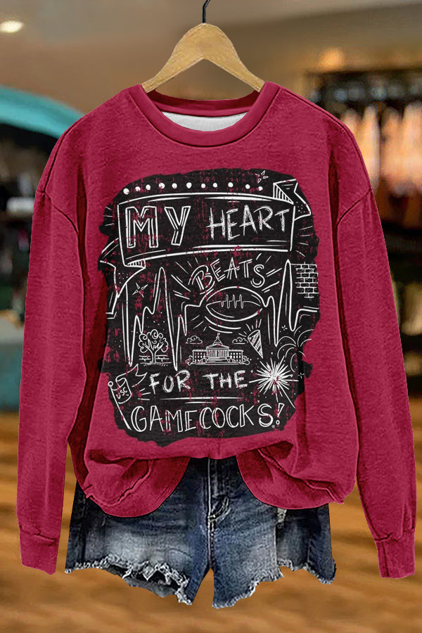 Unique Gameday Gamecocks Print Sweatshirt