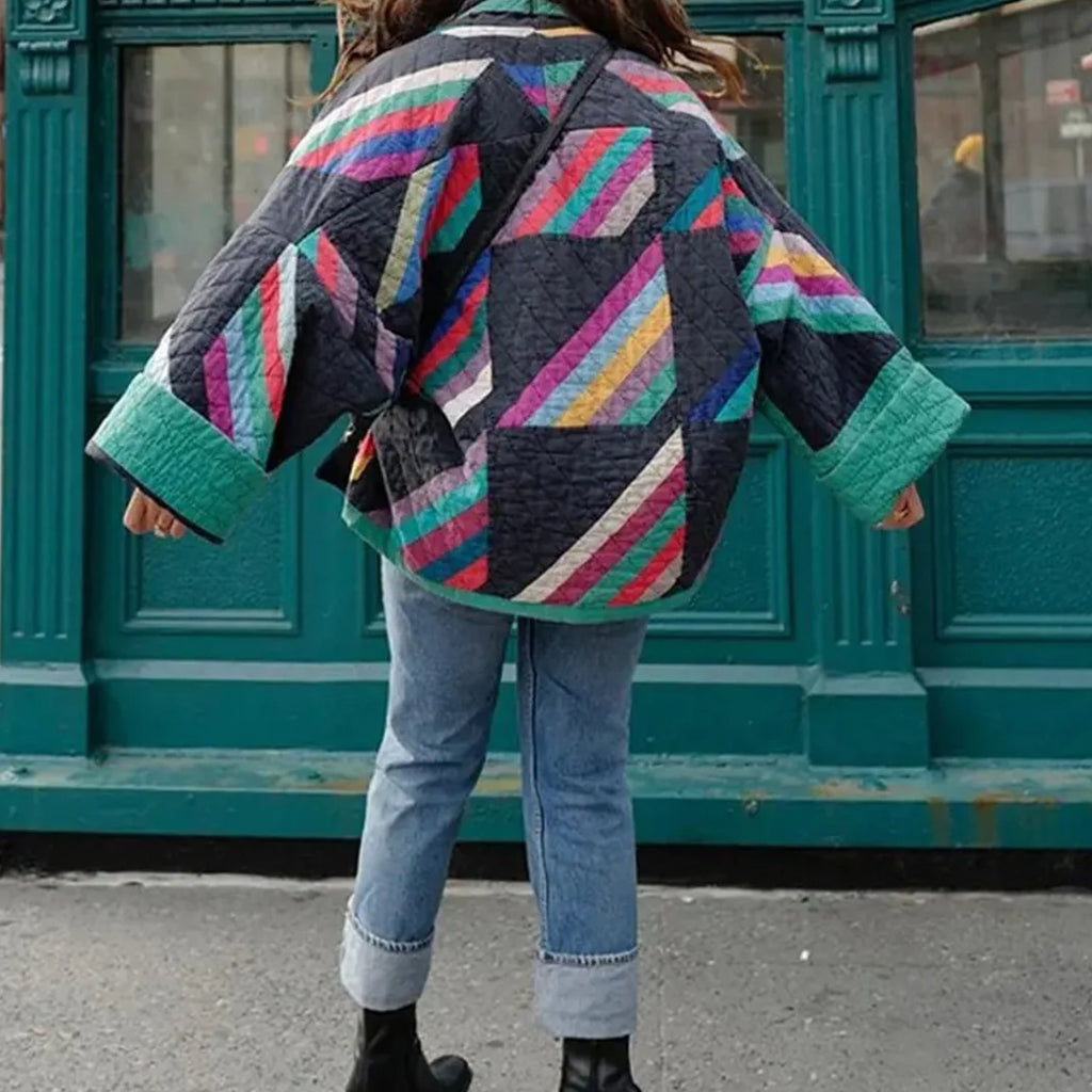 Women's Colorful Patchwork Cotton Coat