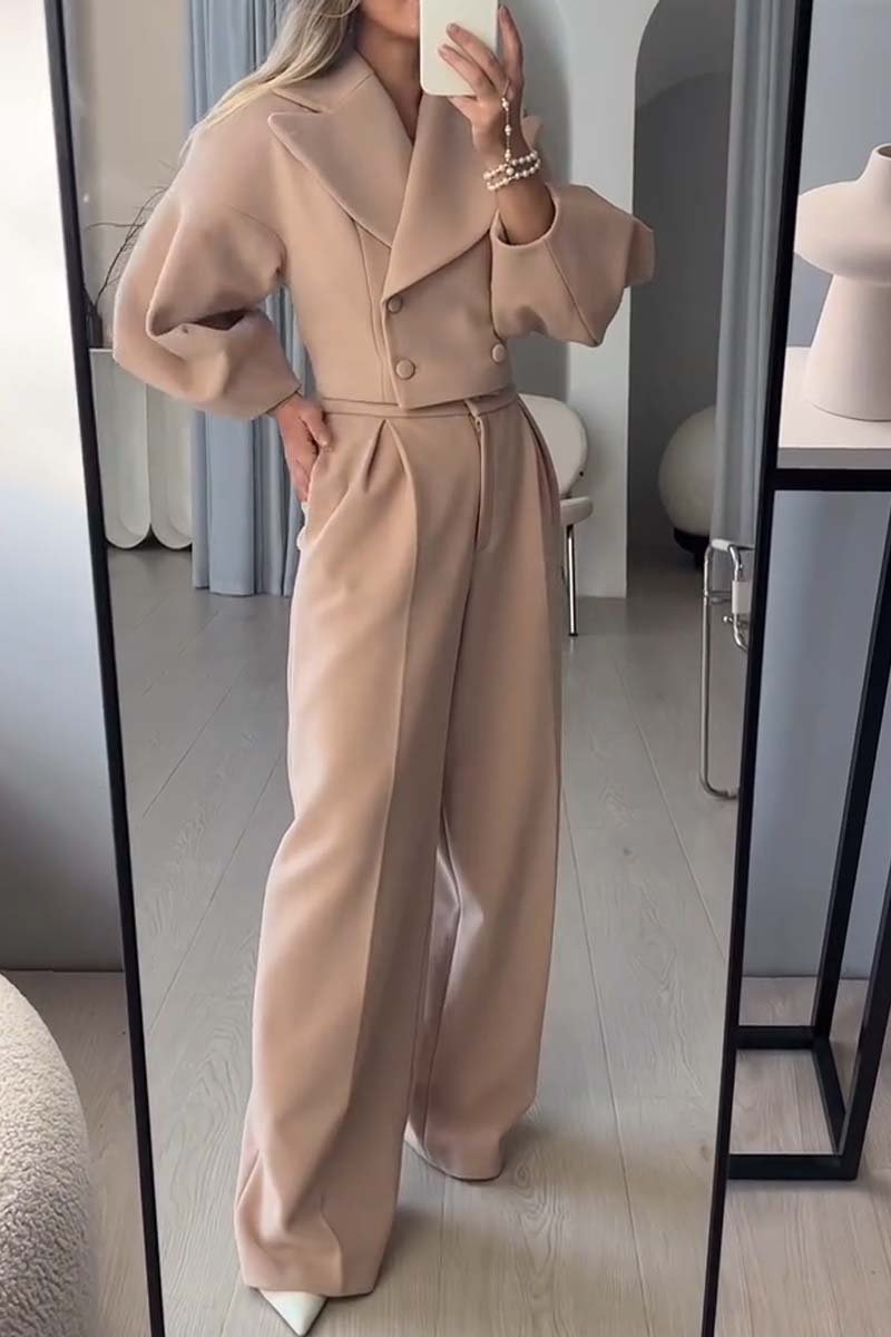 Women's fashionable commuting solid color pants suit