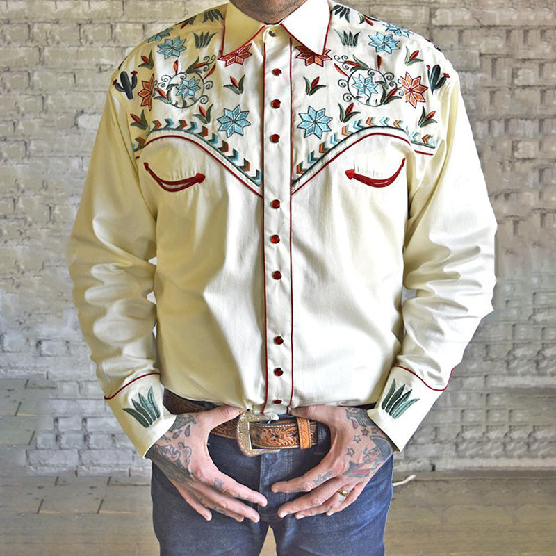 Men's Western Vintage Embroidered Shirt