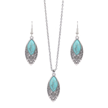 Women's Bohemian Flower Hollow Necklace Earring Set