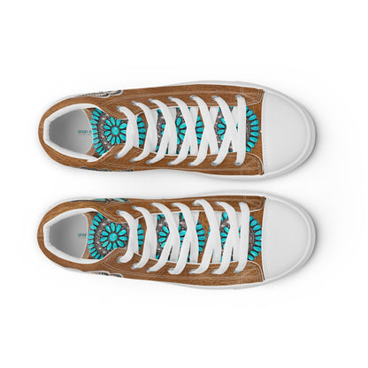 Turquoise Concho Women__ high top canvas shoes