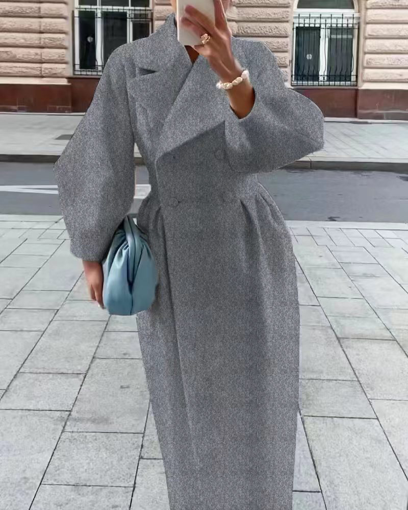 Lantern Sleeve Lapel Tweed Coat