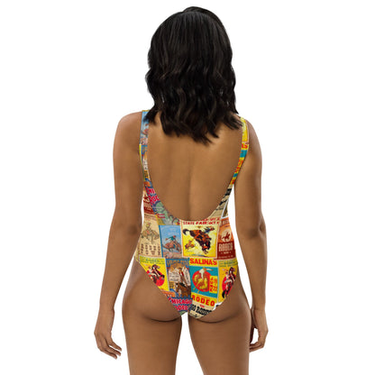 Yeehaw Vintage Rodeo Poster One-Piece Swimsuit