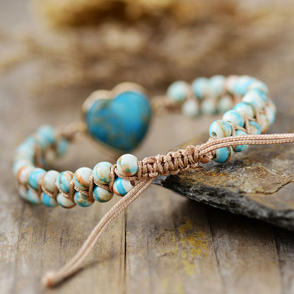 Peach Heart Double Braided Bracelet