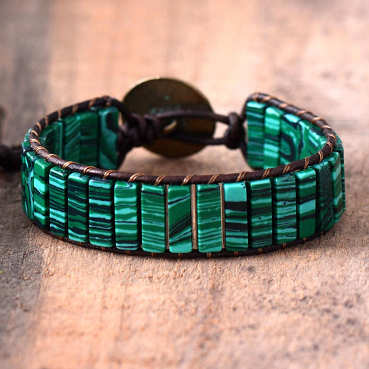 Unisex Vintage Malachite Natural Stone Ethnic Bracelet