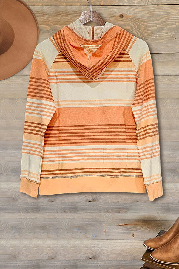 Turtleneck Striped Drawstring Sweatshirt