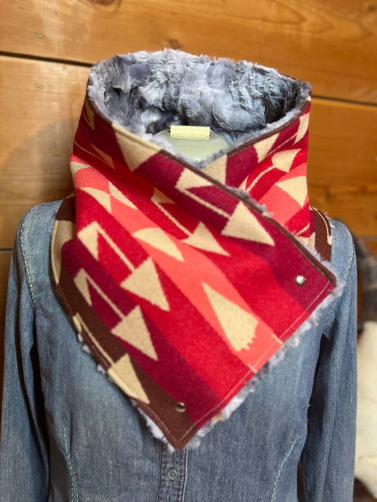 Women's Western Cowboy Light Red Warm Neck Cowl