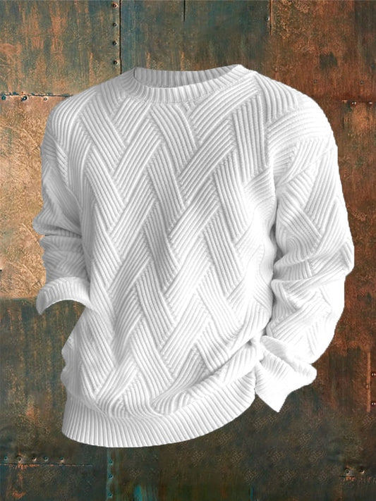 Men'S Plaid Print Round Neck Casual Sweatshirt