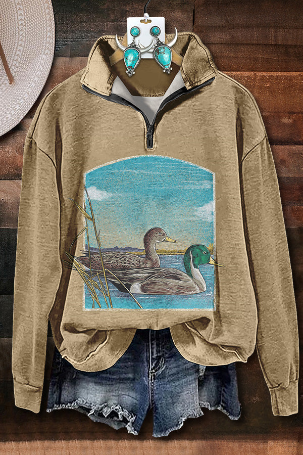 Casual Duck Zipper Sweatshirt