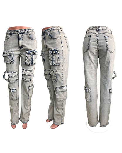 Multi Pocket Overall Jeans