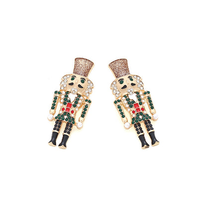 Christmas Nutcracker Soldier Rhinestone Earrings