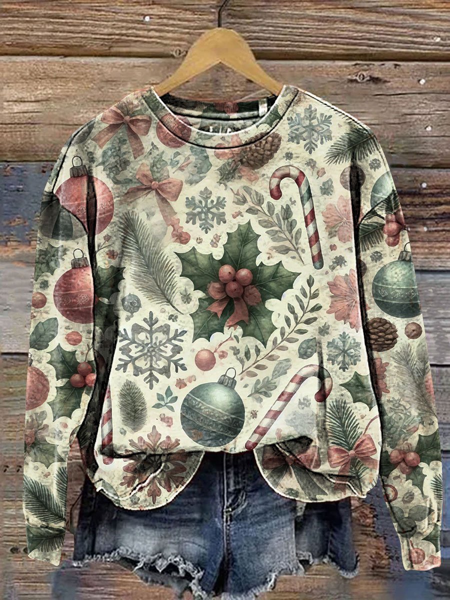 Vintage Christmas Gift Art Print Casual Sweatshirt