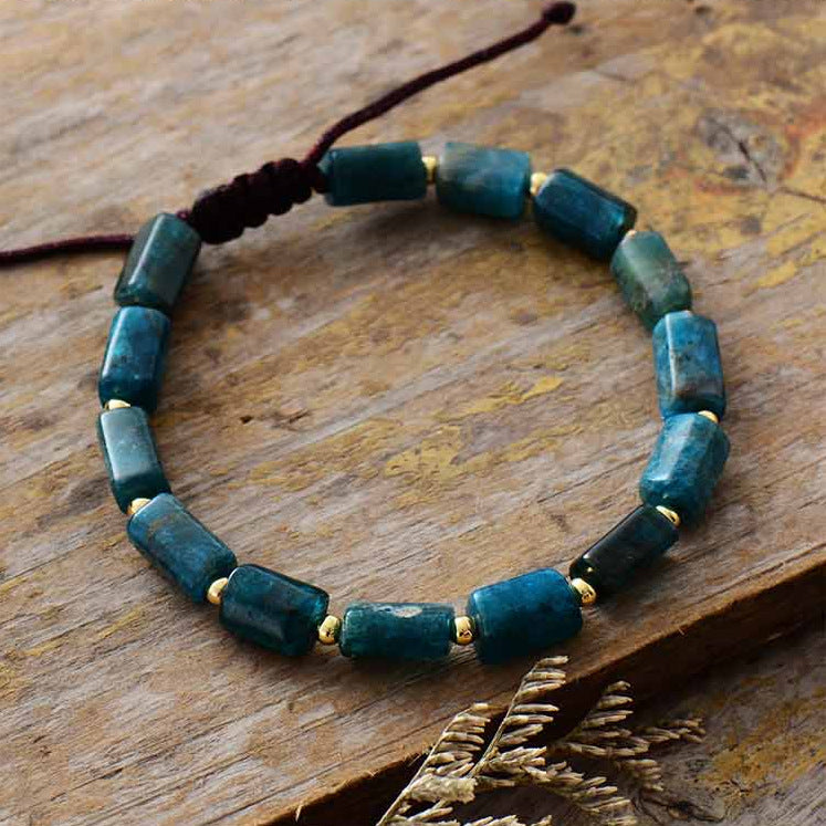 Unisex Blue Apatite Natural Stone Ethnic Bracelet