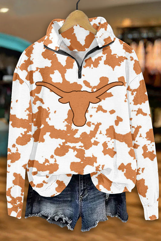 Texas Longhorns Print Zipper Sweatshirt