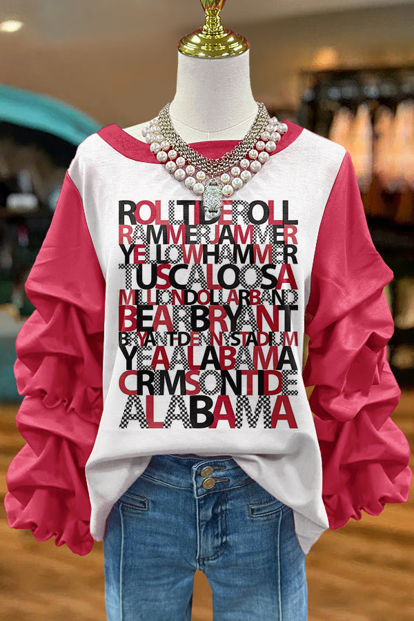 Gameday Alabama Print Pleated Sweatshirt