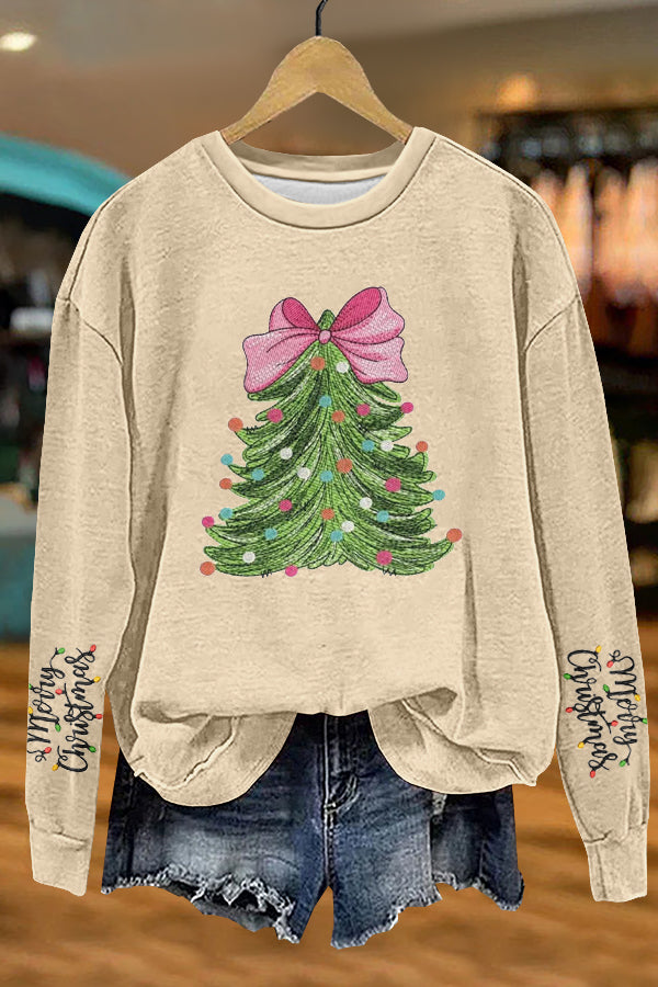 Sweet Christmas Tree Print Sweatshirt