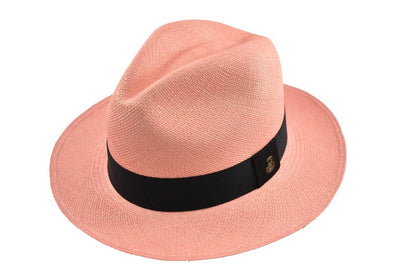 Pink Classic Fedora | Genuine Panama Hat | Toquilla Straw | Handwoven in Ecuador - EA - HatBox Included