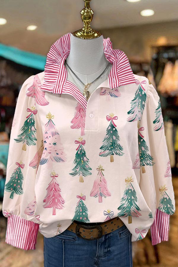 Christmas Tree Print Blouse