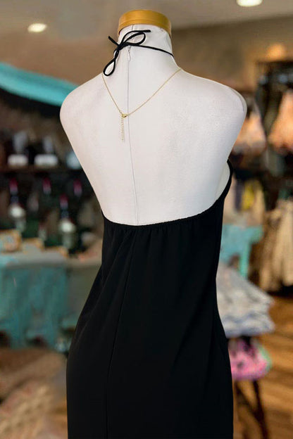 Halter Neck Backless Slim Fit Dress-0520