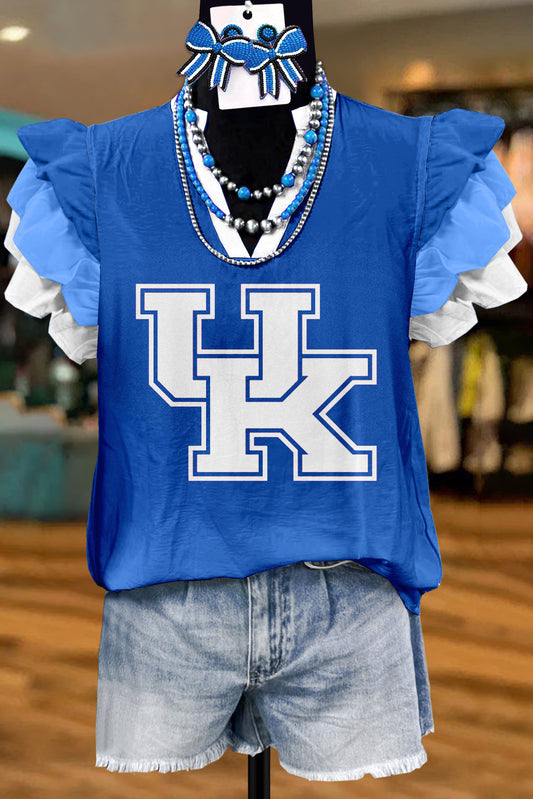 Kentucky Wildcats Print Fly Sleeve Blouse