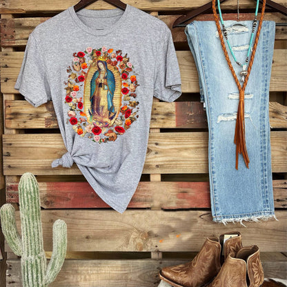 Virgin Mary Print Virgen de Guadalupe Women's T-shirt