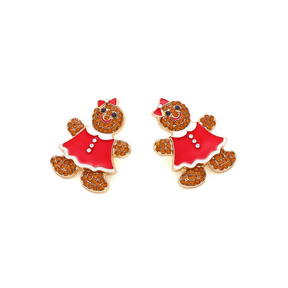 Cute Christmas Gingerbread Man Bow Earrings