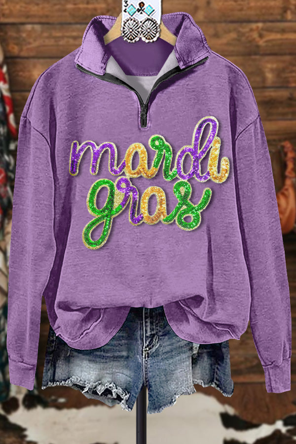 Classic Contrast Mardi Gras Sweatshirt