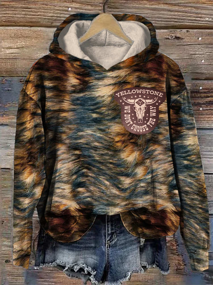 Western Animal Fur Women's Hooded Sweatshirt