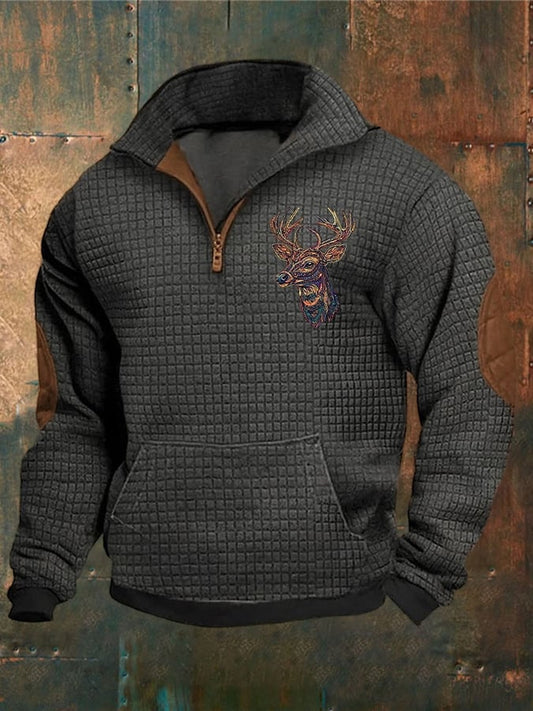 Men'S Vintage Stand Collar Long Sleeve Sweatshirt