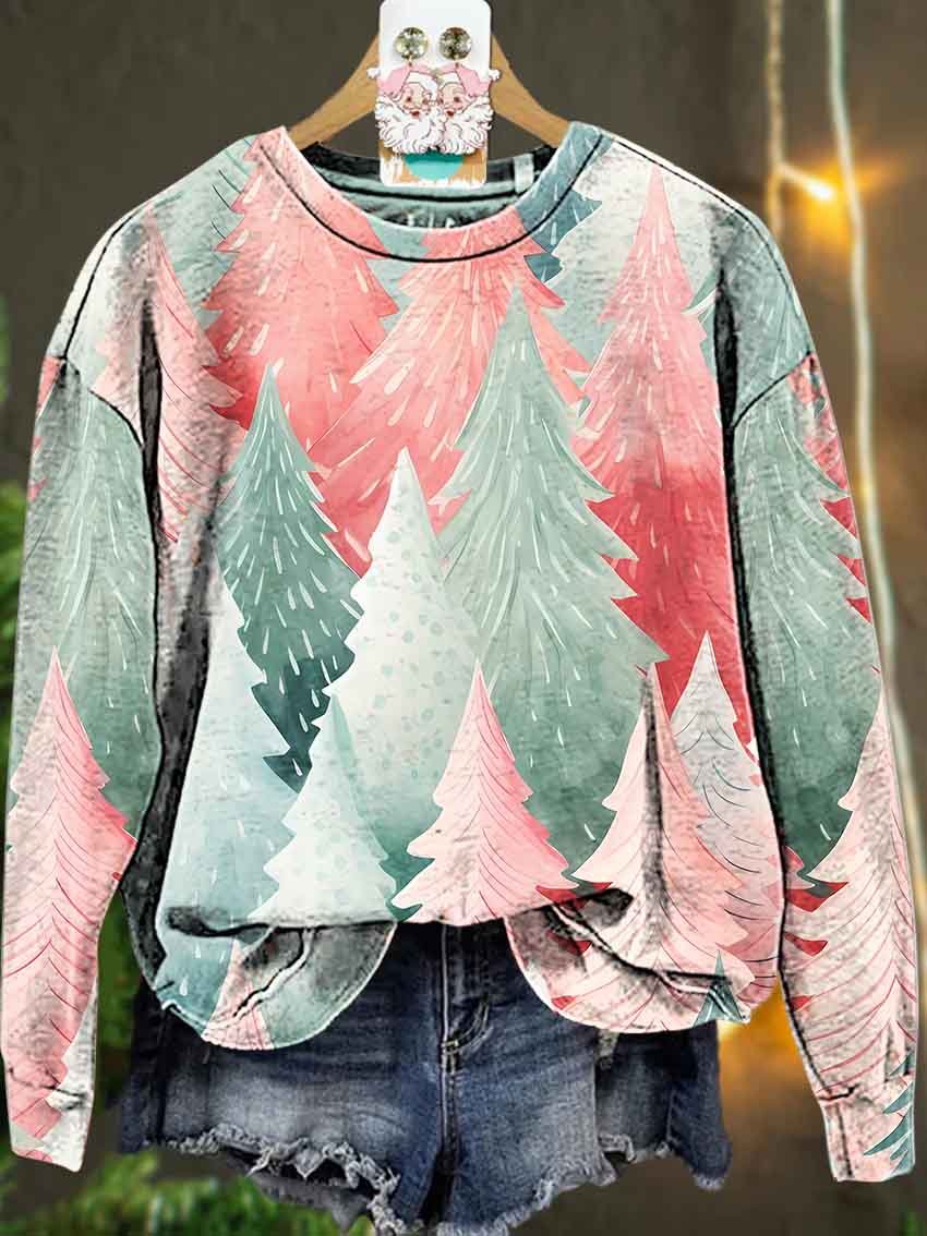 Christmas colorful Pink Christmas tree Casual  Sweatshirt