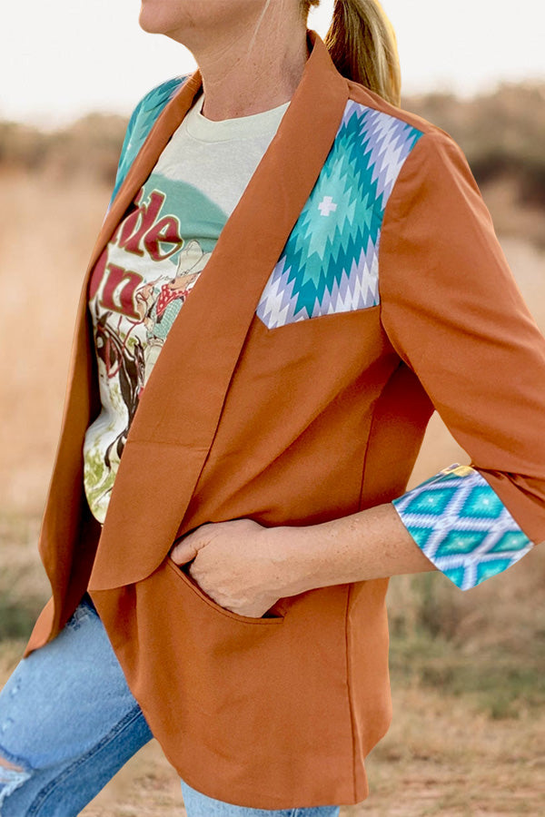 Pretty Western Aztec Print Blazer