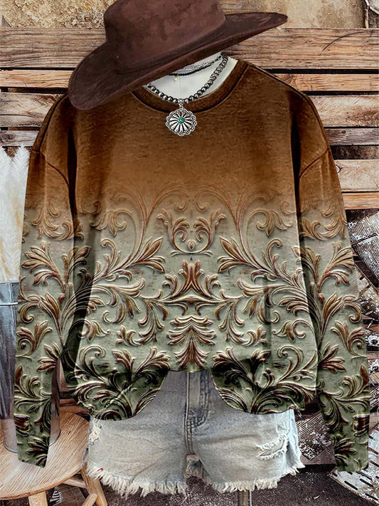 Vintage Print Casual Sweatshirt