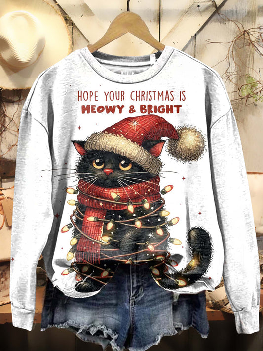 Christmas Grievance Kitten Art Print Casual Sweatshirt