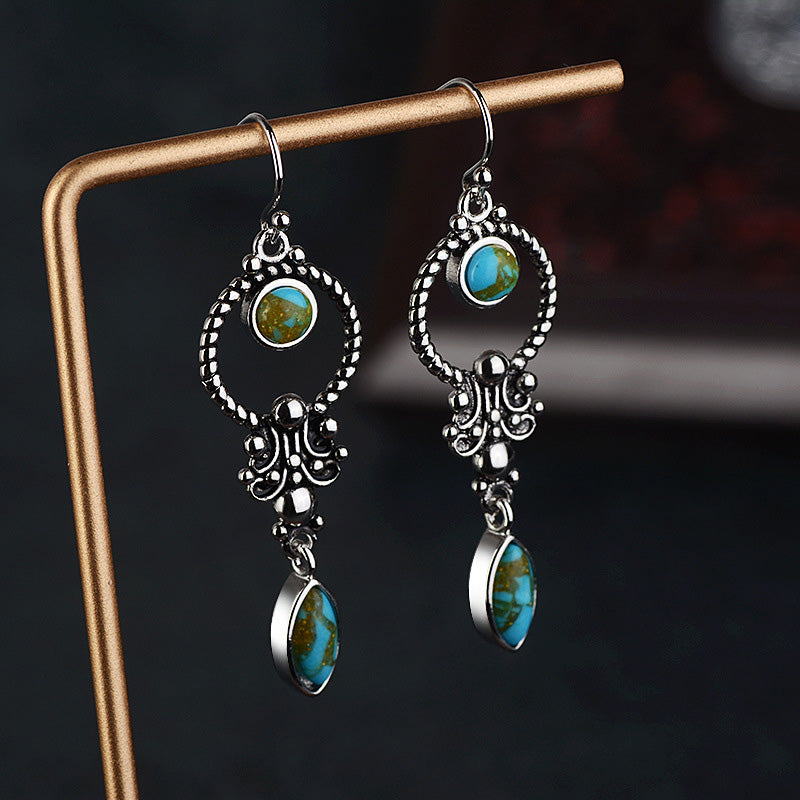 Inlaid Turquoise Drop Earrings