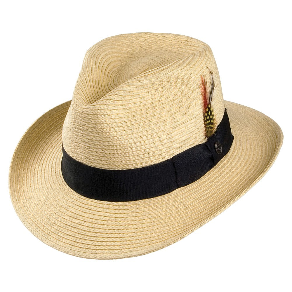 Jaxon & James Summer C-Crown Straw Fedora Hat - Natural