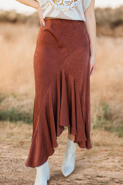 Asymmetrical Ruffled Maxi Skirt