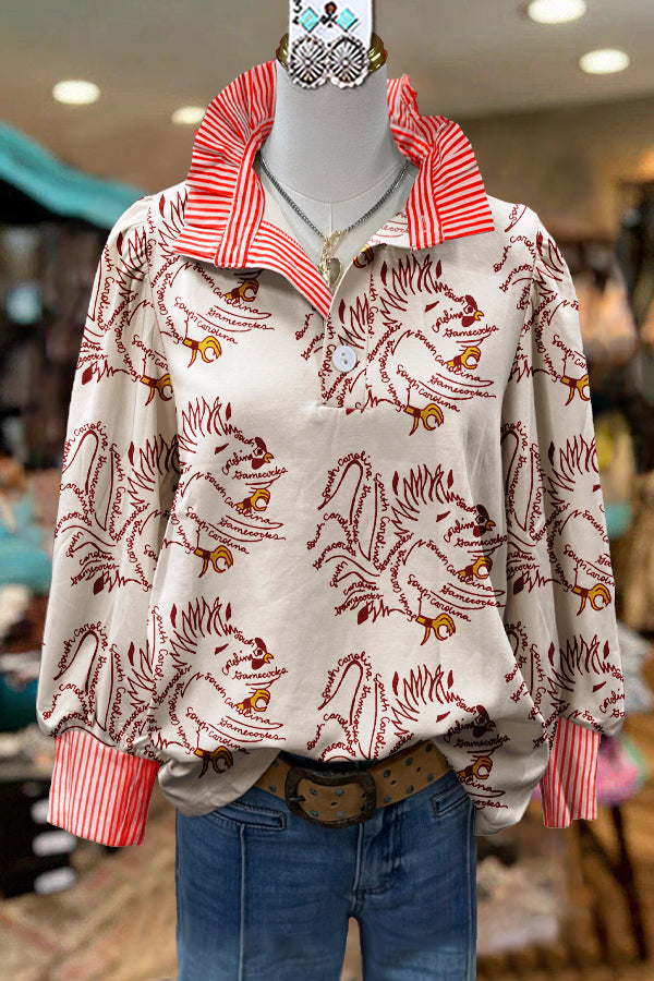 Classic South Carolina Gamecocks Contrast Print Blouse