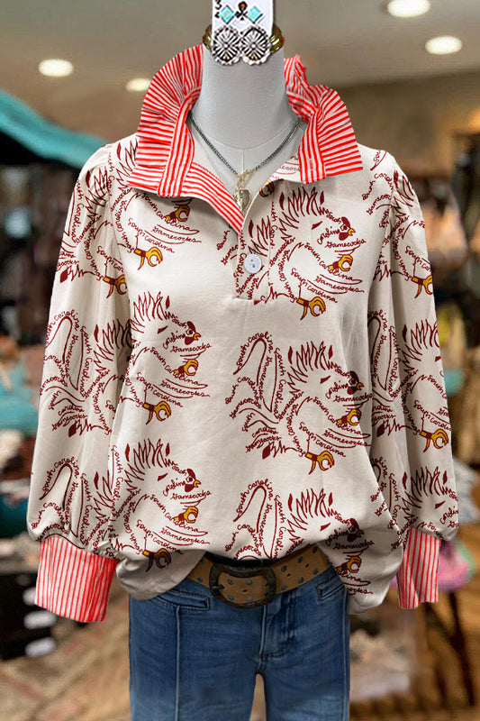 Classic South Carolina Gamecocks Contrast Print Blouse