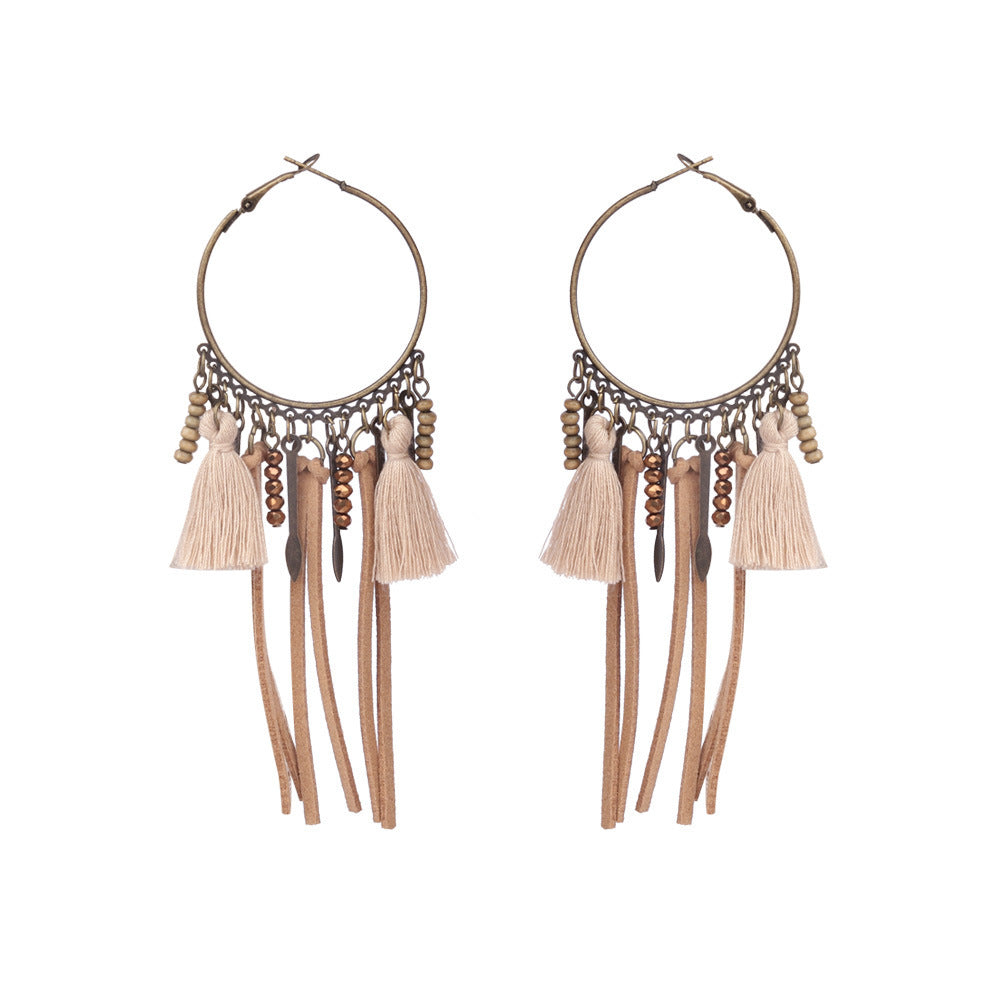 Women's Bohemian Shell Long Tassel Earrings