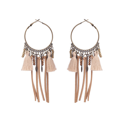 Women's Bohemian Shell Long Tassel Earrings