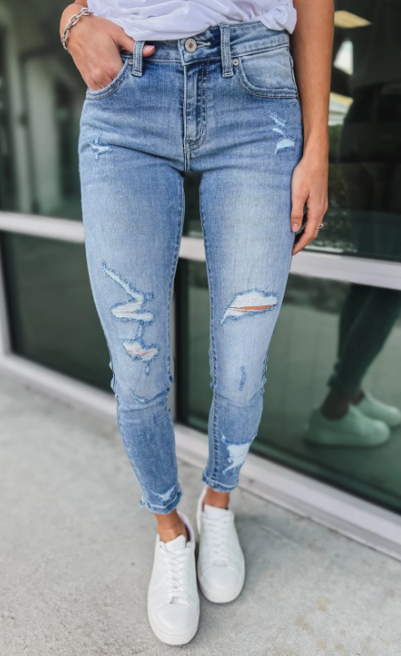 Vintage Casual Ripped Skinny Jeans