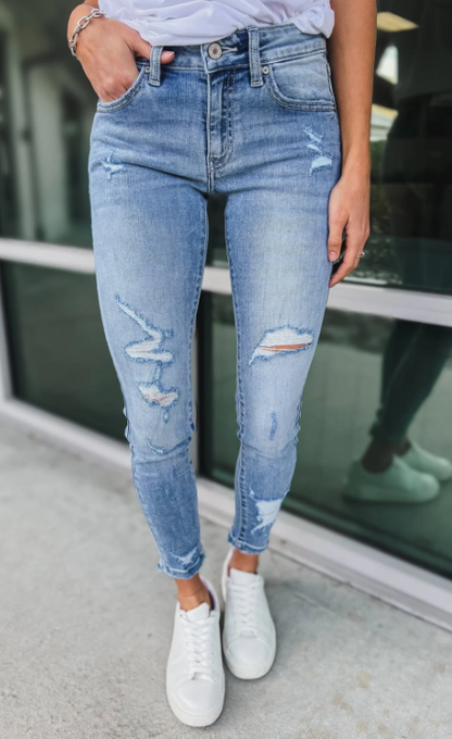 Vintage Casual Ripped Skinny Jeans