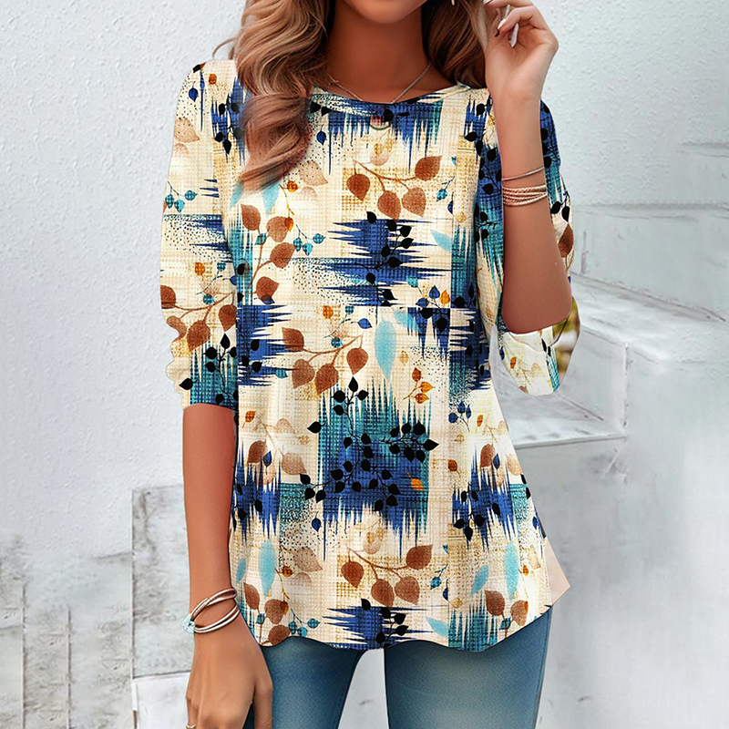 Ethnic And Floral Print Women'S T-Shirt