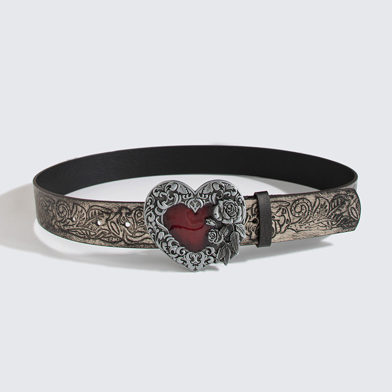 Heart Buckle Flower Belt