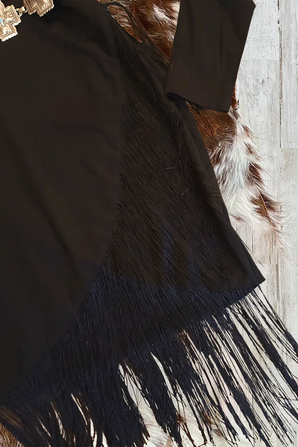 Pretty Fringed Hem Dress