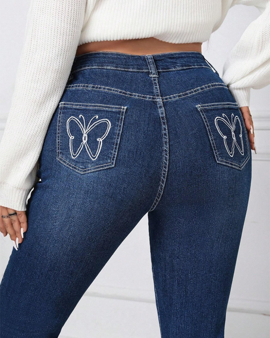 High-Waisted Slim Jeans