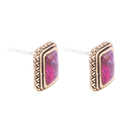 Credence Genuine Purple Turquoise Post Earrings